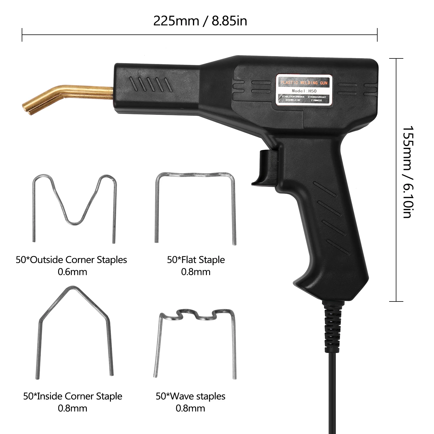 Soldador de plástico portátil, herramienta de reparación de parachoques de coche, pistola de soldadura de plástico, grapadora en caliente, PVC