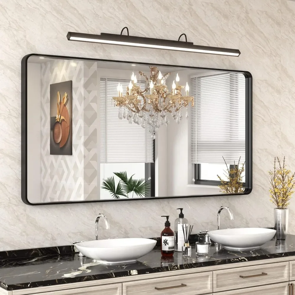 

Black Bathroom Mirror for Wall 60X30 Inch, Rectangular Black Metal Framed Vanity Mirror, Farmhouse Matte Black Mirror