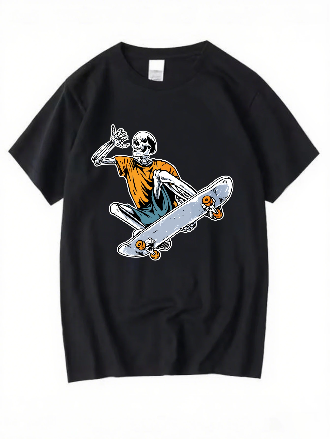 

Retro Cartoon Skateboard Graphic T-Shirt for Men, Street Style Short Sleeve Tee, Cool Skate Print Tops for Casual Wear