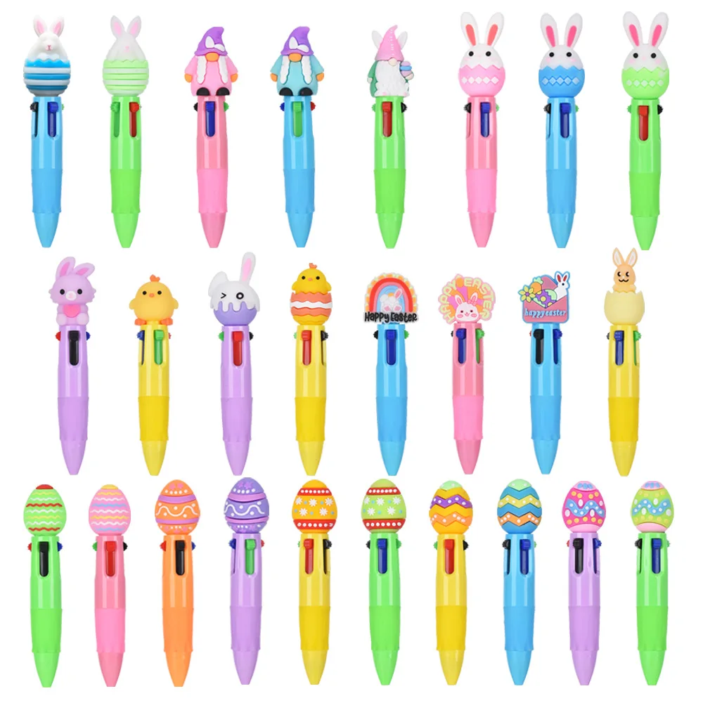 2/5/12/20/58pcs Easter 4 Color Press Ballpoint Pen Cute Cartoon Design for Diary Student School Supplies Creative Gift Writing