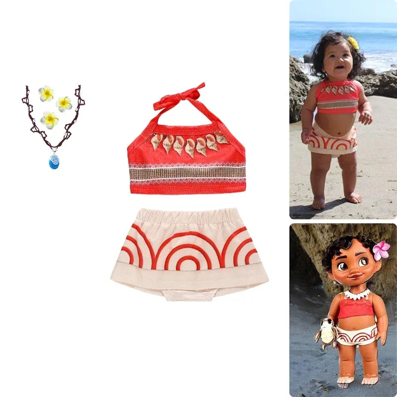 

72-е аниме-косплей цельное платье Vaiana на Хэллоуин для маленьких девочек, нарядное платье принцессы Моаны для дня рождения, пушистые комплекты одежды Vi