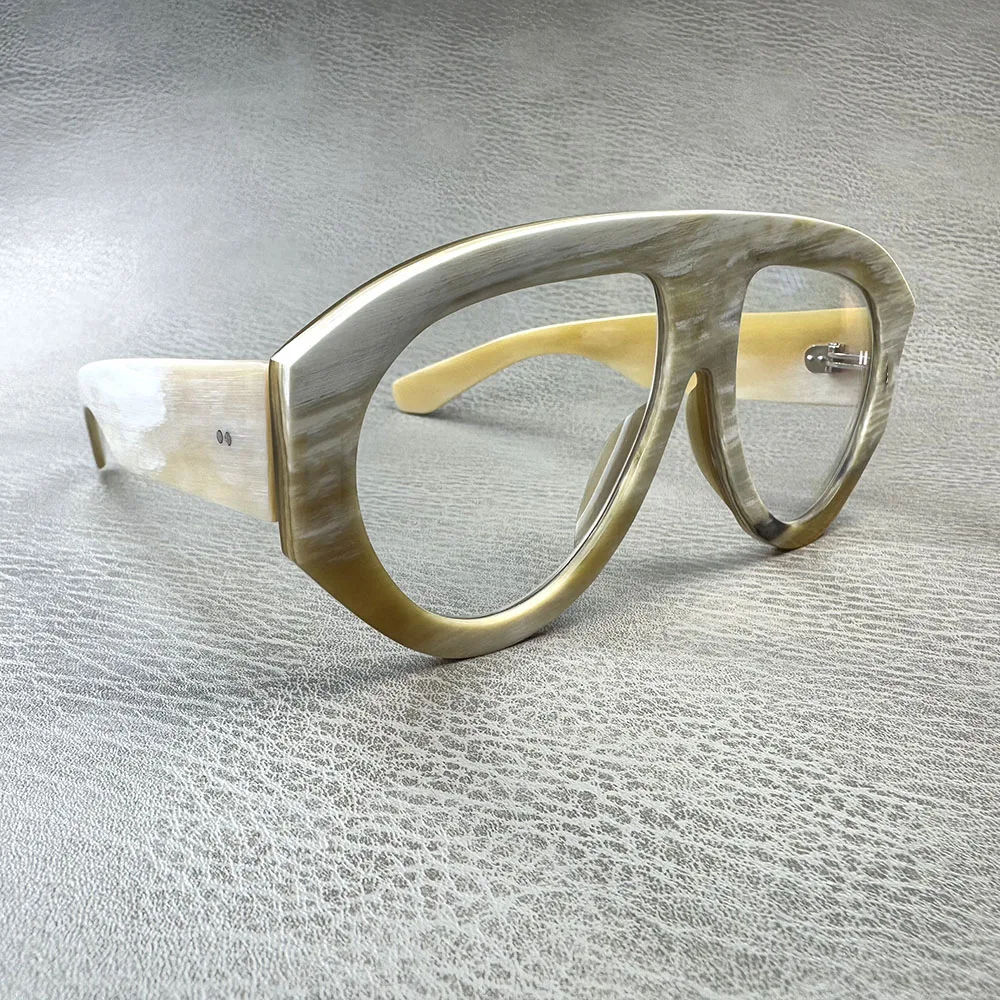 eyeglasses big face vintage unique aviator handmade white horn prescription reading classic man glasses eyeglass frames