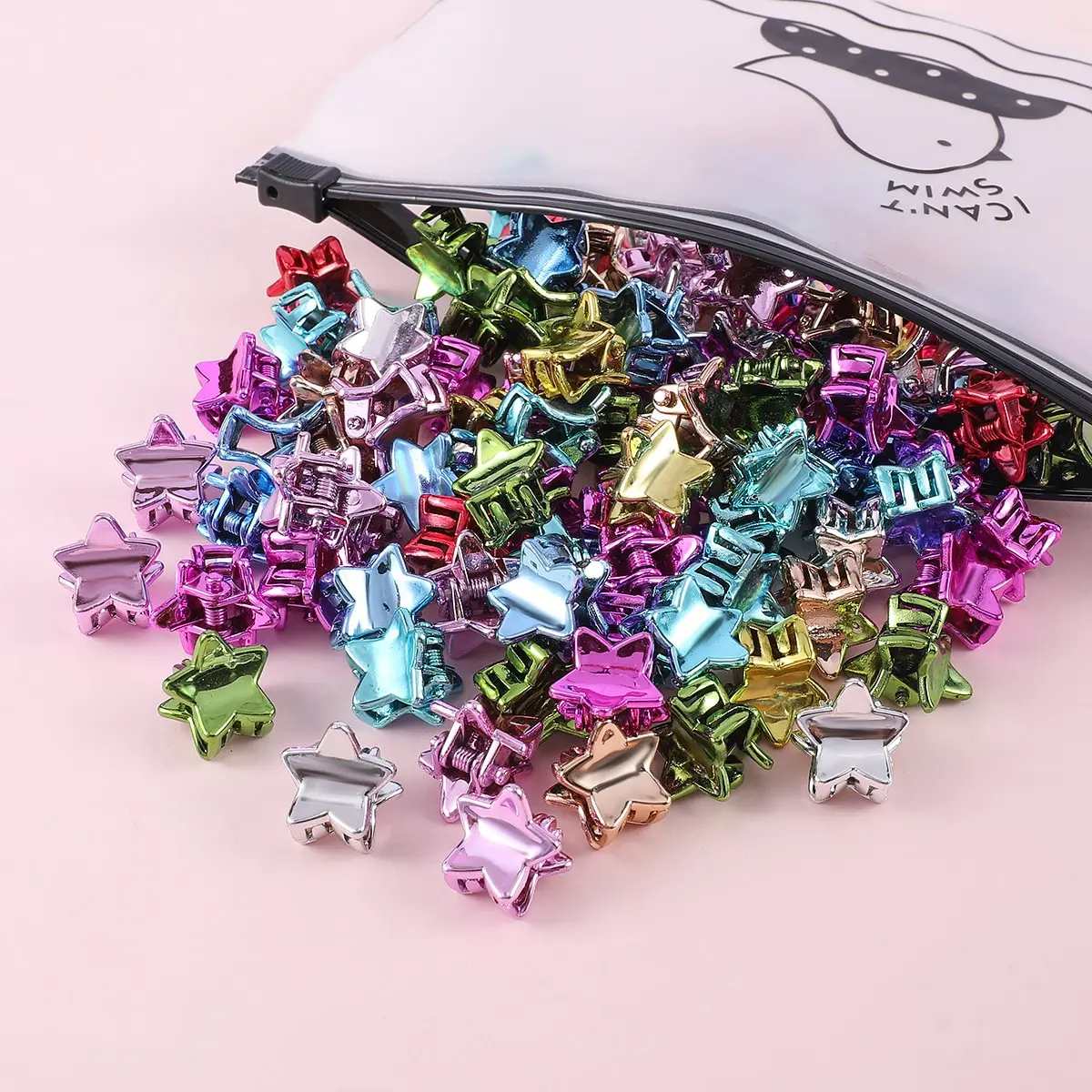 

30Pcs Girls Random Electroplated Colorful Star Hair Clips Suitable For Daily Use Hair Claw