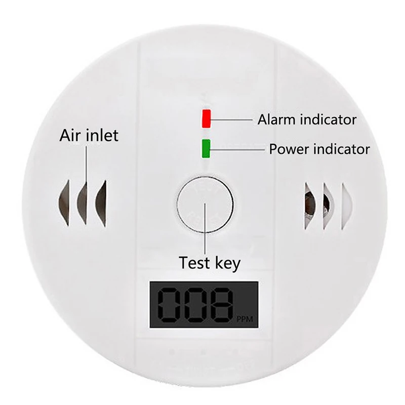 

CO Sensor Work Alone Built In 85dB Siren Sound Independent Carbon Monoxide Poisoning Warning Alarm Detector