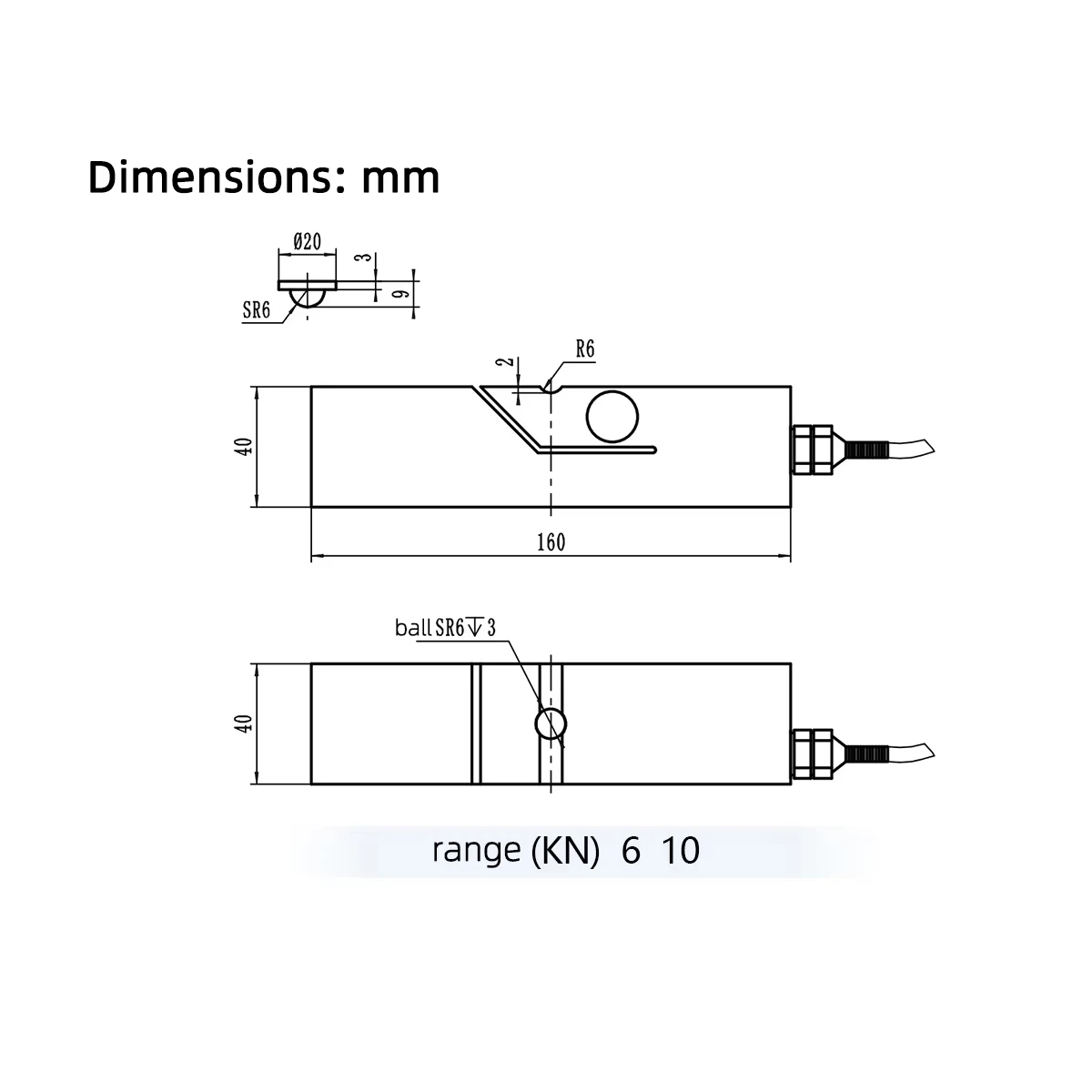 20t Load Cell Shear Beam Weighing Sensor Cantilever High Precision Platform Scales Ip68