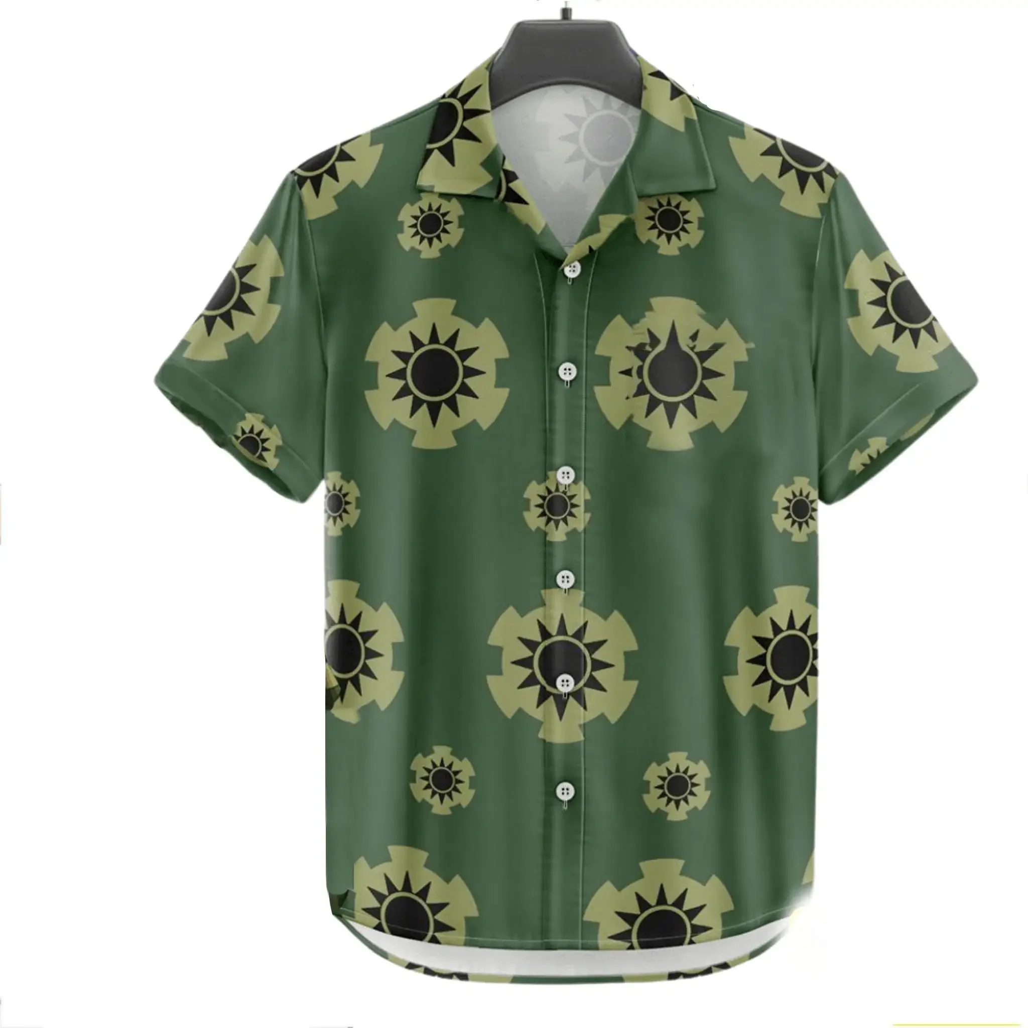 Camisa hawaiana de manga corta para hombre, camisa con estampado completo de patrón pequeño en 3d, informal, holgada, de gran tamaño, para playa, nueva