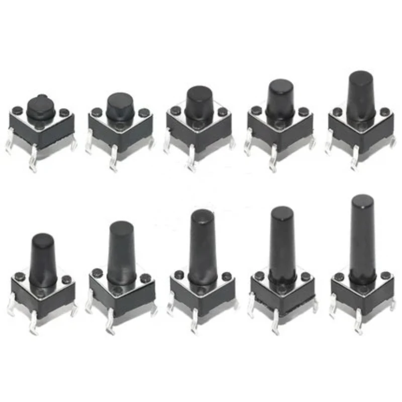 50PCS 6X6X4.3 /5/6/7/8/9/10/13MM Tact Switch Push Button Switch 12V Copper 4PIN DIP Micro Switch For TV/Toys/home use Button