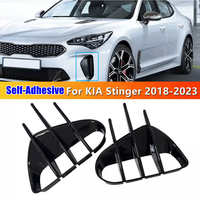 For KIA Stinger 2018-2023 Car Sticker Frpmt Bumper Side Vent Spoiler Canard Covers Carbon Fiber Look Gloss Black Accessories ABS