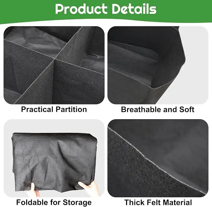 Fabric Raised Garden Bed,Large Garden Grow Bag Outdoor 4 Grids Planter Box for Growing Tomatoes Potatoes Plants Flowers
