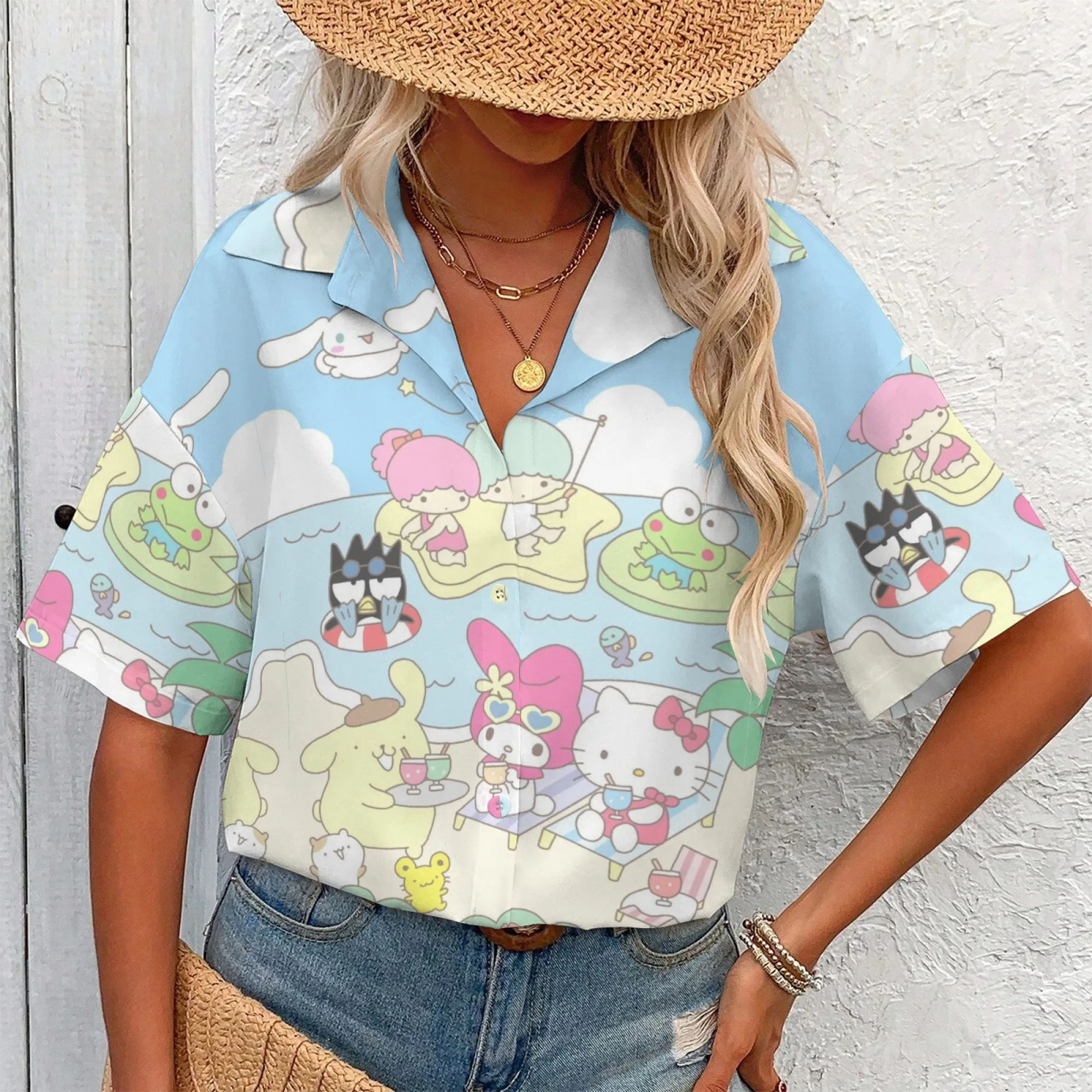 Футболка Hello Kitty со скелетом, роскошные бренды, женская футболка, топ Y2k, одежда, женские блузки, предложения, стиль Shoujo Girl с коротким рукавом