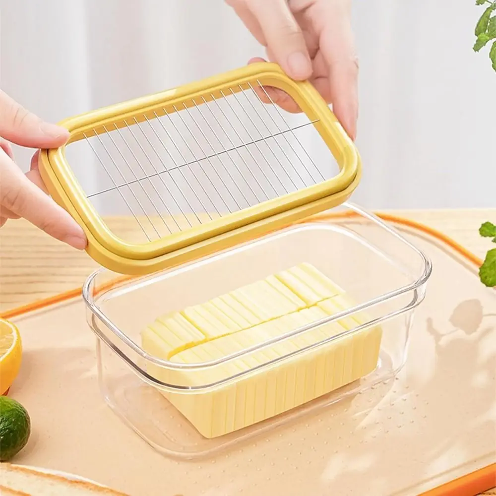 Neuer Butterschneider aus Edelstahl, Butterschneider-Behälter mit Deckel, Butterbox für den Kühlschrank, einfaches Schneiden von Butter mit zwei Sticks