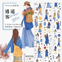 Vintage Lovely Winter Hymn Girl Washi PET Tape DIY Card Making Scrapbooking Plan Decorative Sticker