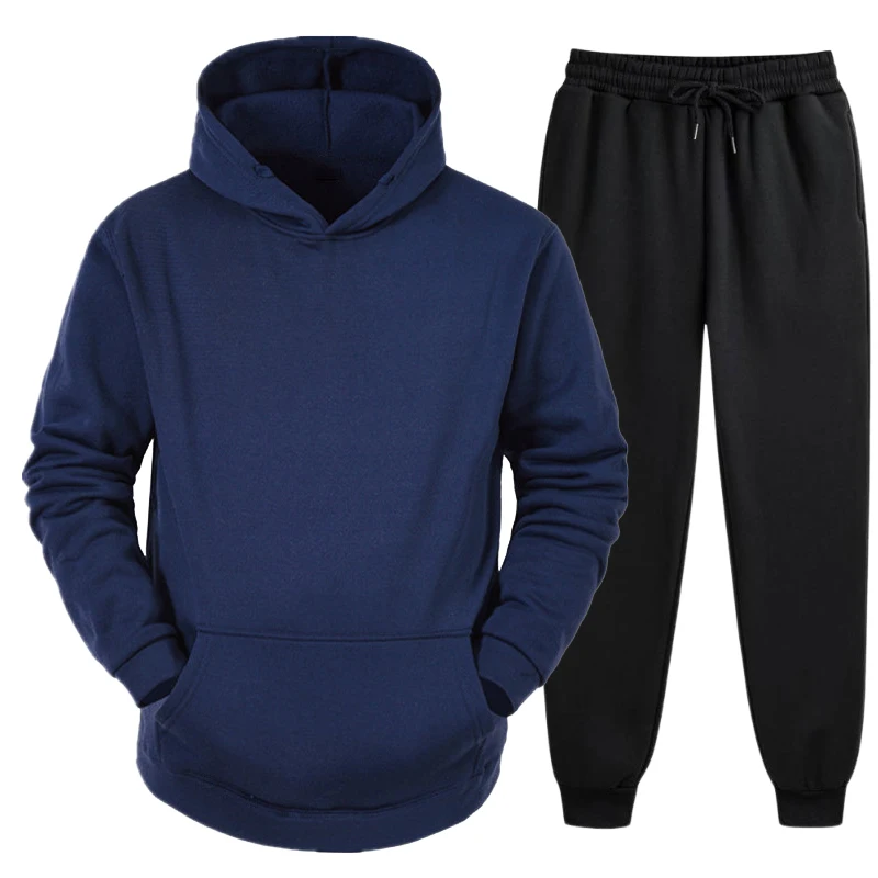 Casual Solid Color Hoodies and Sweatpants High Quality Mens Home Outdoor Long Sleeved Tracksuit Autumn Winter Jogging Sportwear