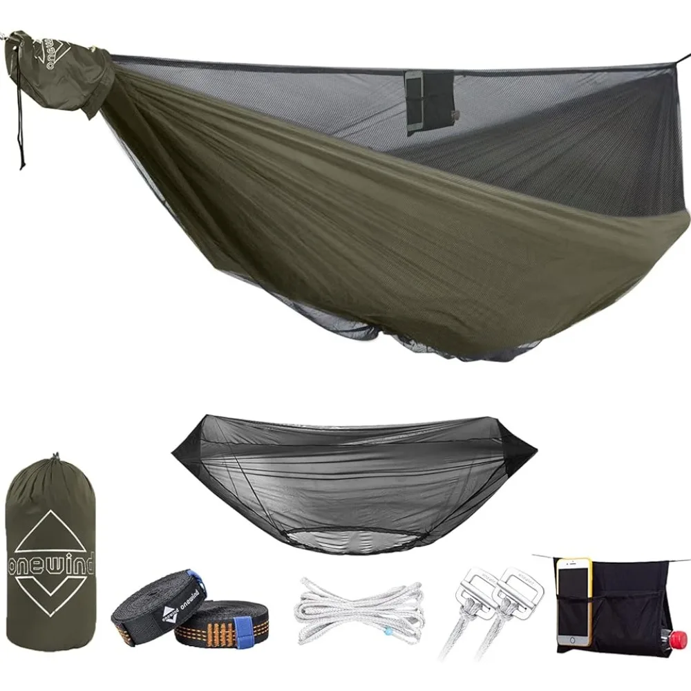 

onewind 12Ft Camping Hammock with Mosquito Net Adjustable Ridgeline Double Hammock Portable Lightweight Hammock Ripstop