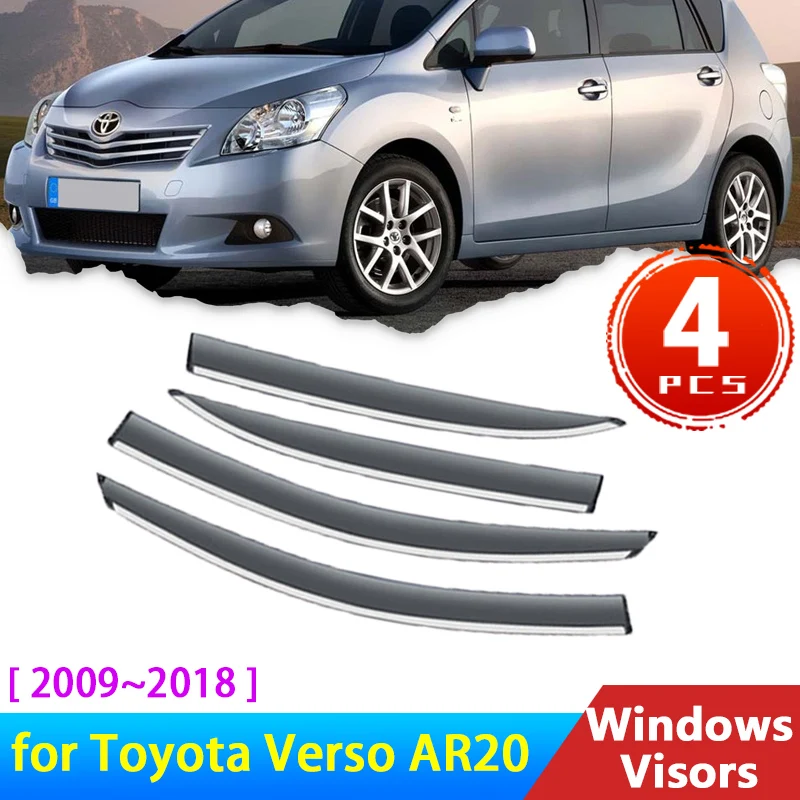 Deflectors for Toyota Verso AR20 20 Excel 2009~2018 Accessories 4x Car Side Window Visors Rain Eyebrow Windshield 2010 2011 2016