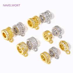 Pendant Connectors Bail Clasps 18K Gold Plated Inlaid Zircon Pendant Bail With Closed Ring,For DIY Jewelry Making Accessories