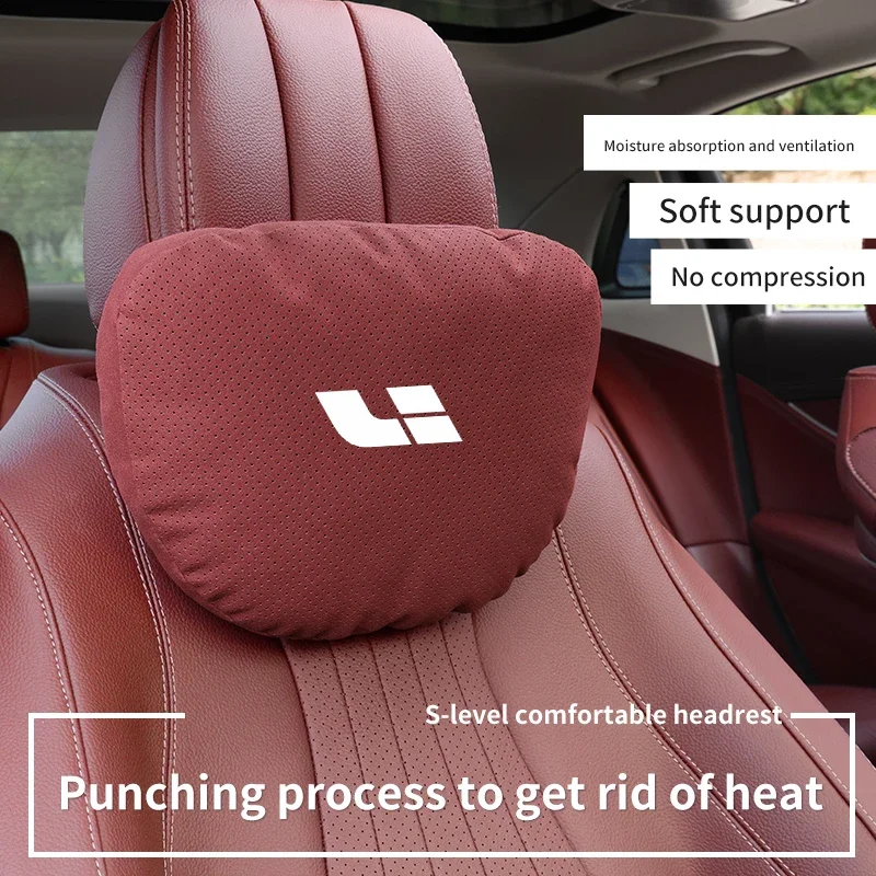 For LEADING IDEAL Li Auto One L6 L7 L8 L9 Mega Suede Car Headrest Neck Support Seat Lumbar cushion Soft Neck Pillow Accessories