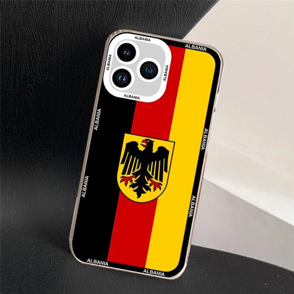 Funda de teléfono con bandera de Albania, carcasa transparente para iPhone 11 12 Mini 13 14 15 Pro Max