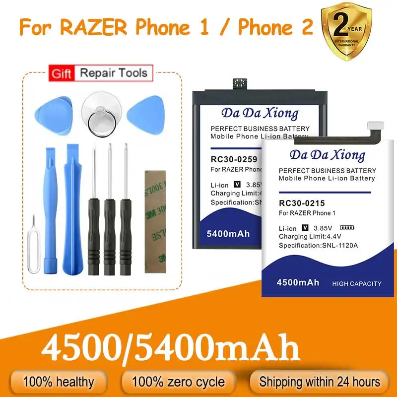 0 Cycle Top Brand Battery for RAZER Phone 1 and 2 Battery, 4500 mAh, 5400mAh