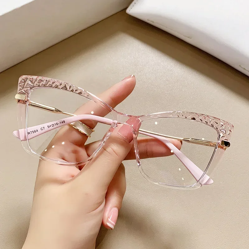 

Glasses for Women Cat Eye Anti Blue Light Optical Glasses Frames Crystal Cut Fashion Computer Eyeglasses Очки Женские Окуляри
