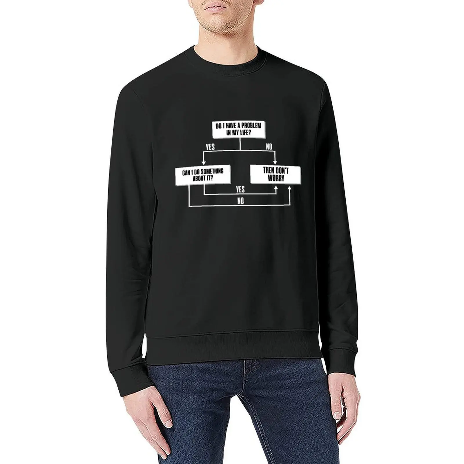 مخطط التدفق الرواقي - لا تقلق بلوفر ملابس شتوية للرجال قميص عرق ملابس أنيمي ملابس الخريف الكورية البلوز