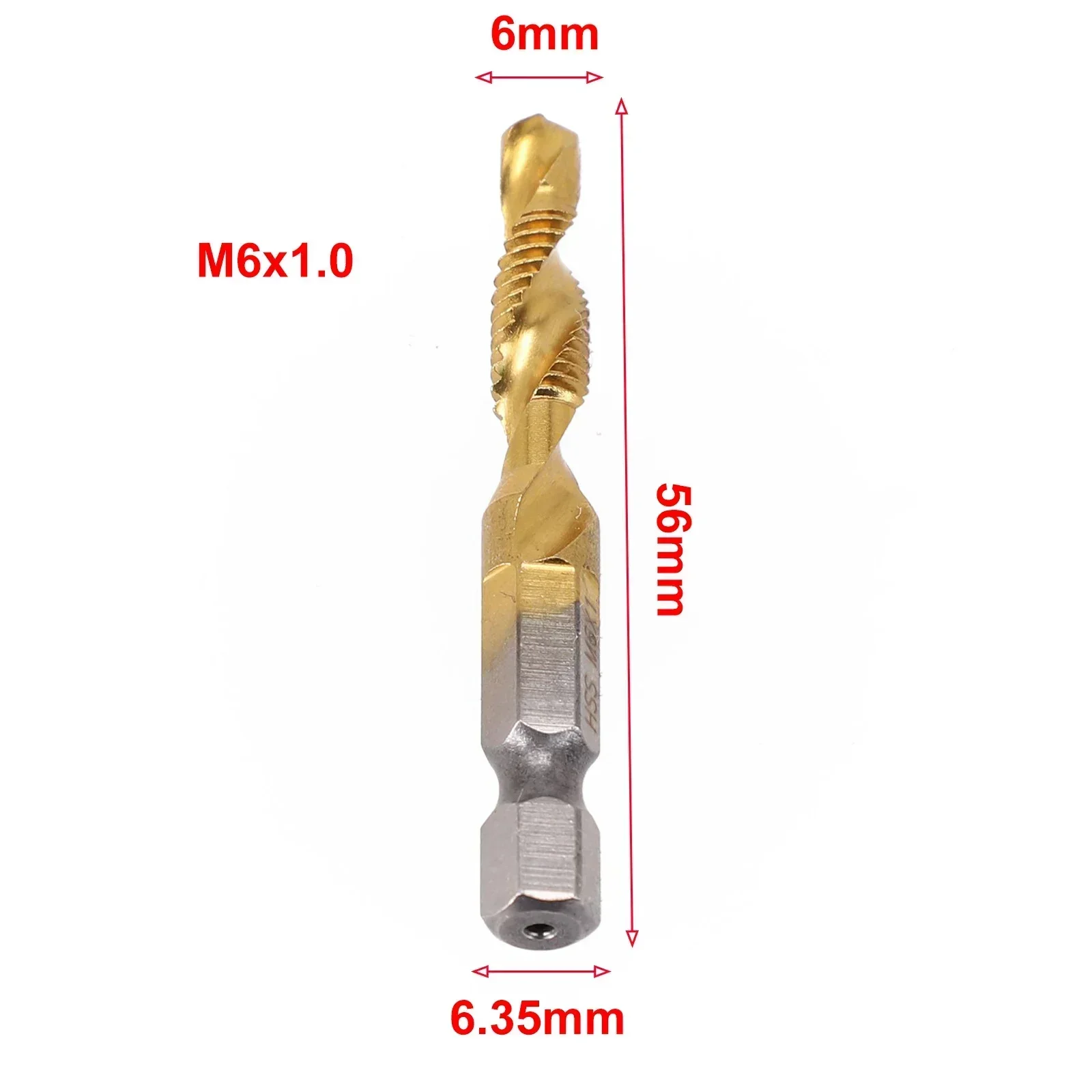 1pcs M3-M10 Tap Drill Compound Tap Bit Hex Shank Titanium Plated HSS Thread Metric Tap For Processing Wood Plastic Power Tools