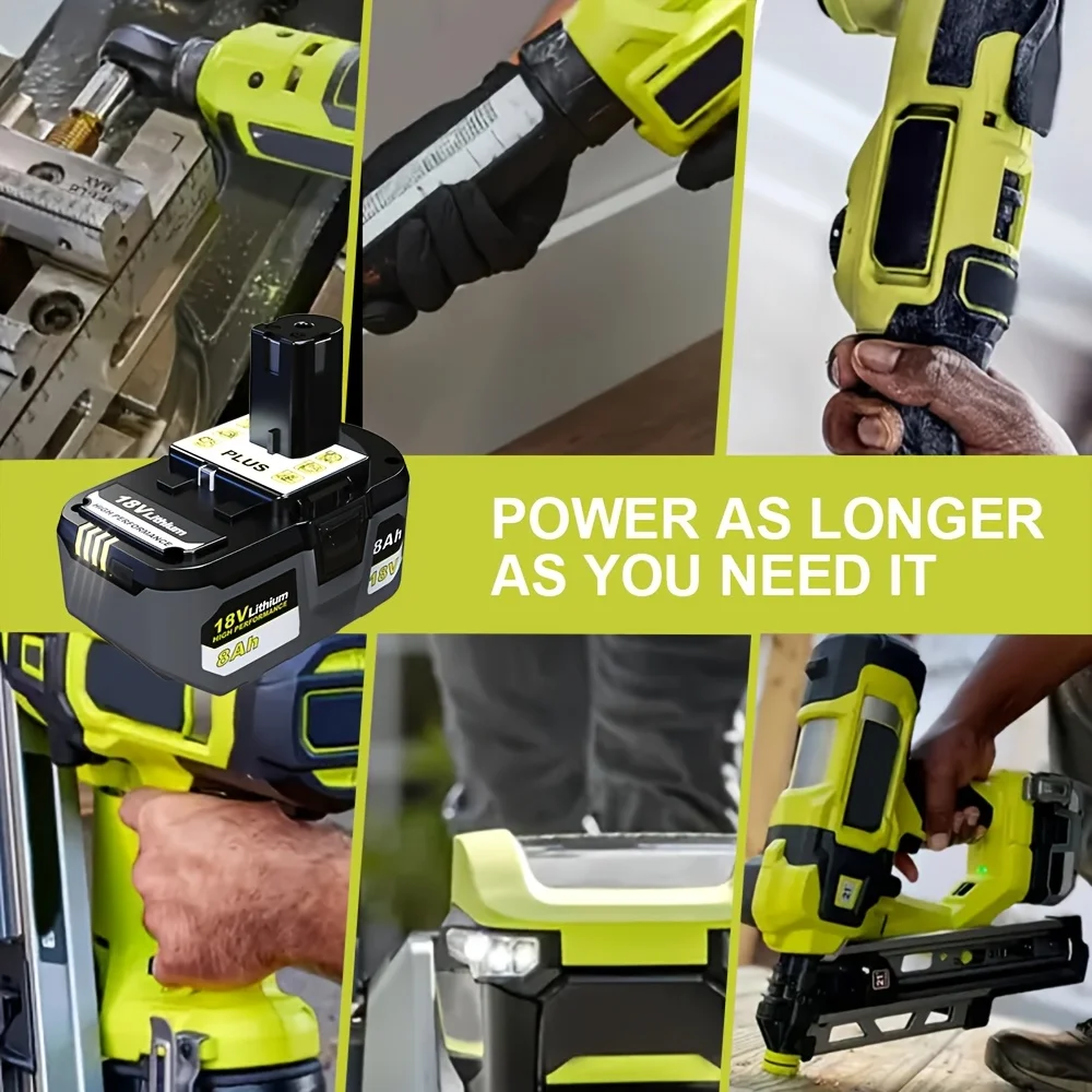 Verbessertes Set mit 8,0-Ah-Ersatzbatterien für Ryobi One+P108 18V, inklusive P108/P109/P107/P105/P104/P103/PBP005 – Detail 7