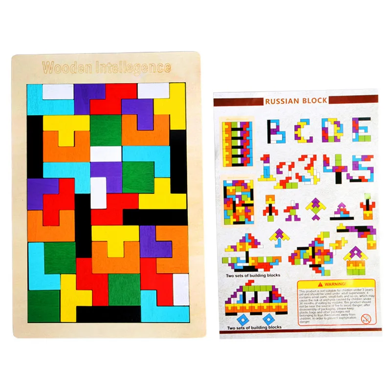 مضحك خشبية روسيا لغز اللعب التعليم المبكر اللون شكل لعبة الأطفال التفكير المنطق مربع لعبة لغز لهدايا عيد الميلاد #6