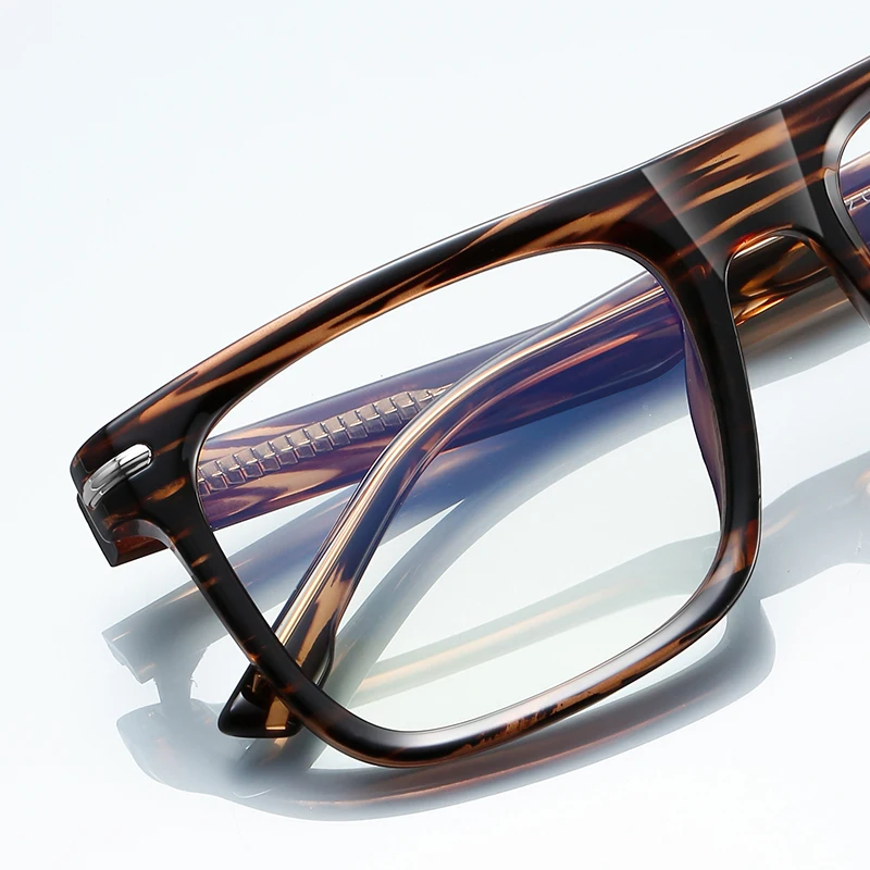 Double Legend Simple Design Square Large Frame Reading Glasses Men Computer Anti-blue Light Customizable Prescription Myopia