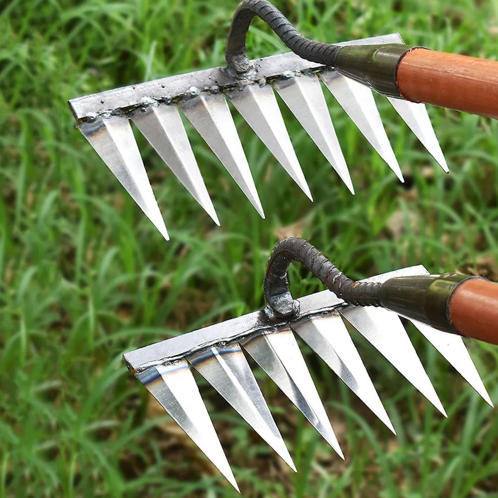 Weeding Hoe Rake 5/7 Tooth Farm Tool Weeding Scarifier Artifact Agricultural Nail Harrow Metal Gardening Weeding Tools