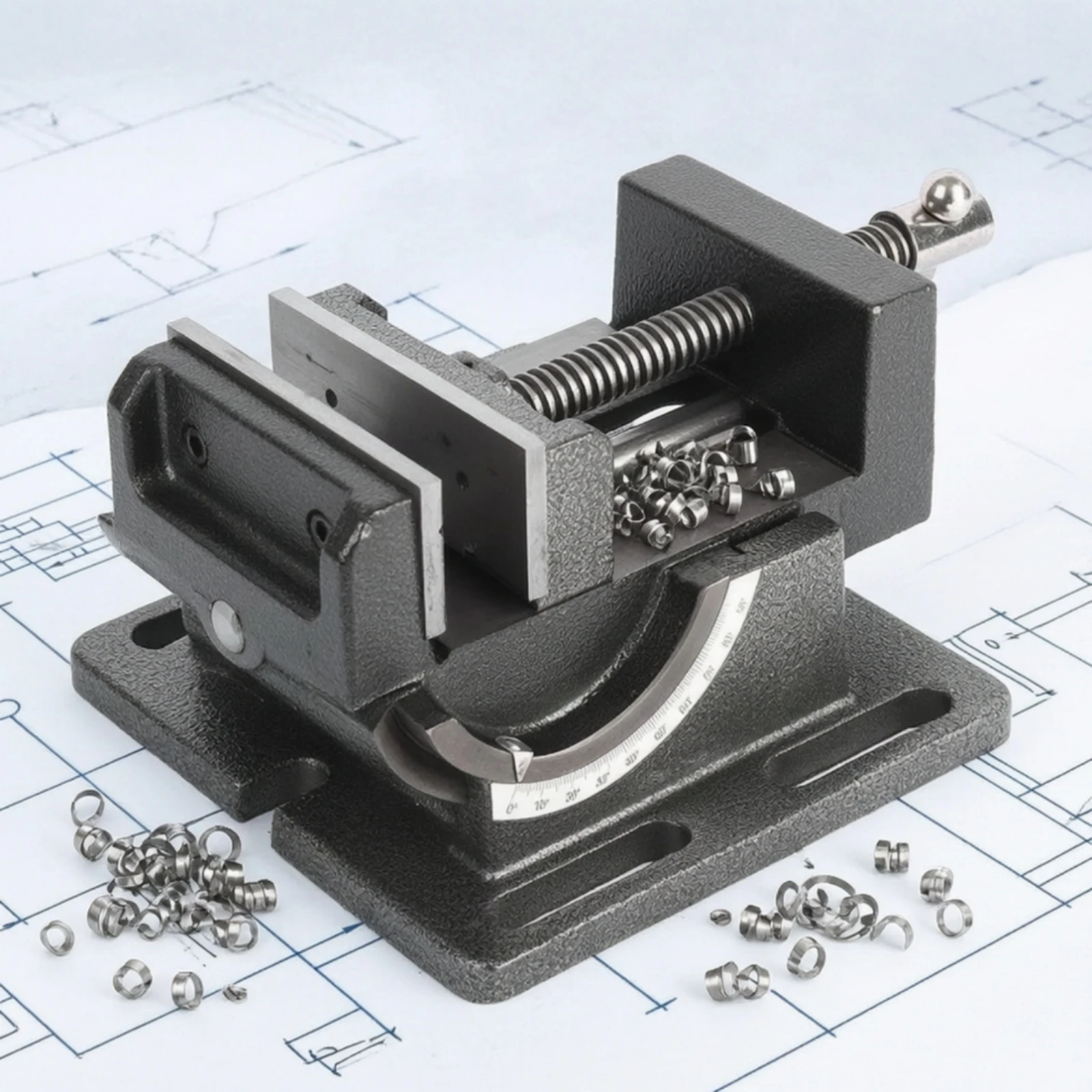 Tilting Drill Press Vise Industrial Swivel Vise with Graduated Base Stable Long-Lasting for Machinists, Workshop, Workbench