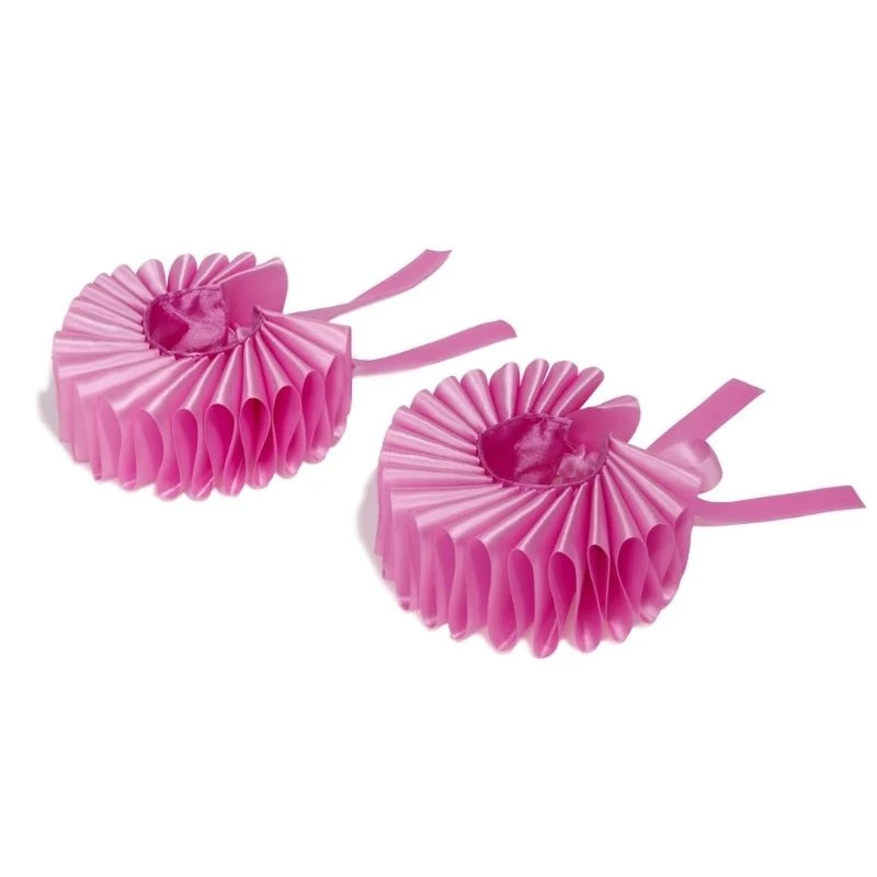 Elegant Victorian Pink Color Ruffled Neck False Collar and Wrist Cuffs for Renaissance Elizabethan Dresses Clown Choker