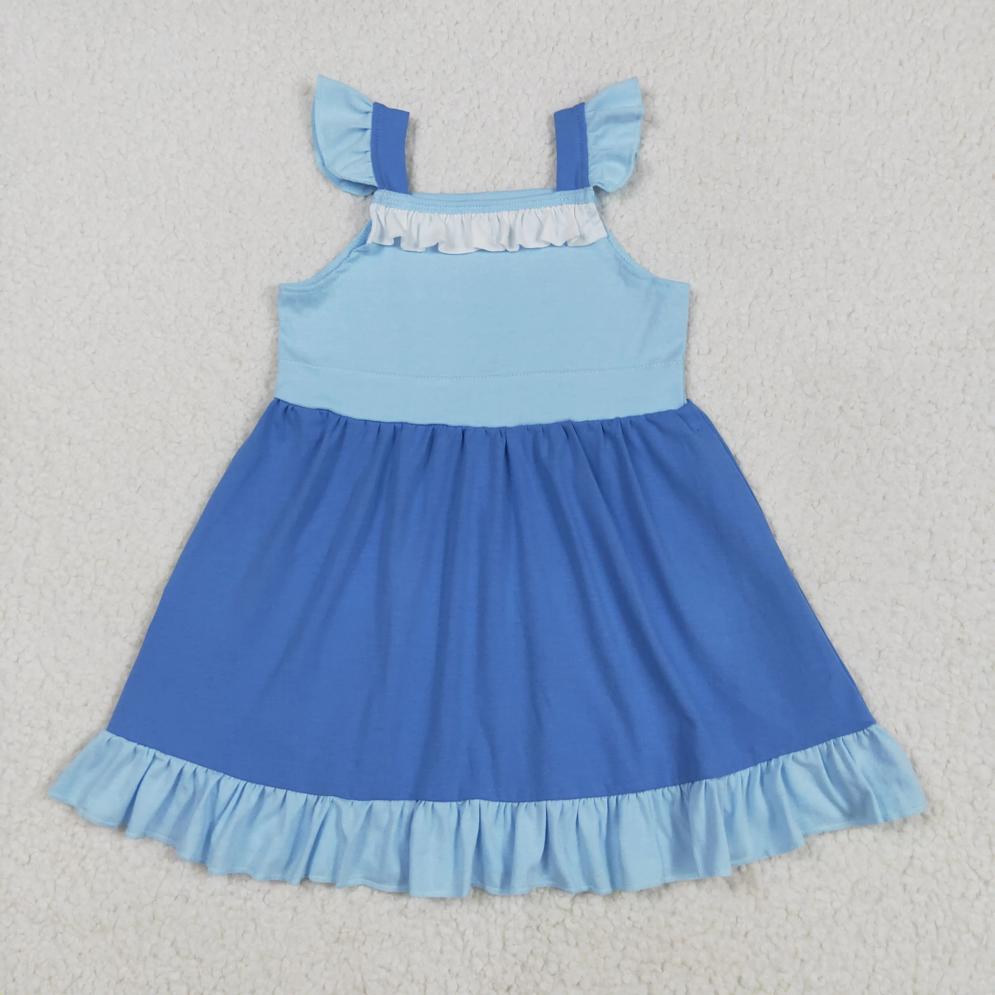 In Stock Embroidered national flag Girls 4th of July Knee Length Dress Wholesale Toddlers Boutique High Quality Fashion Clothes