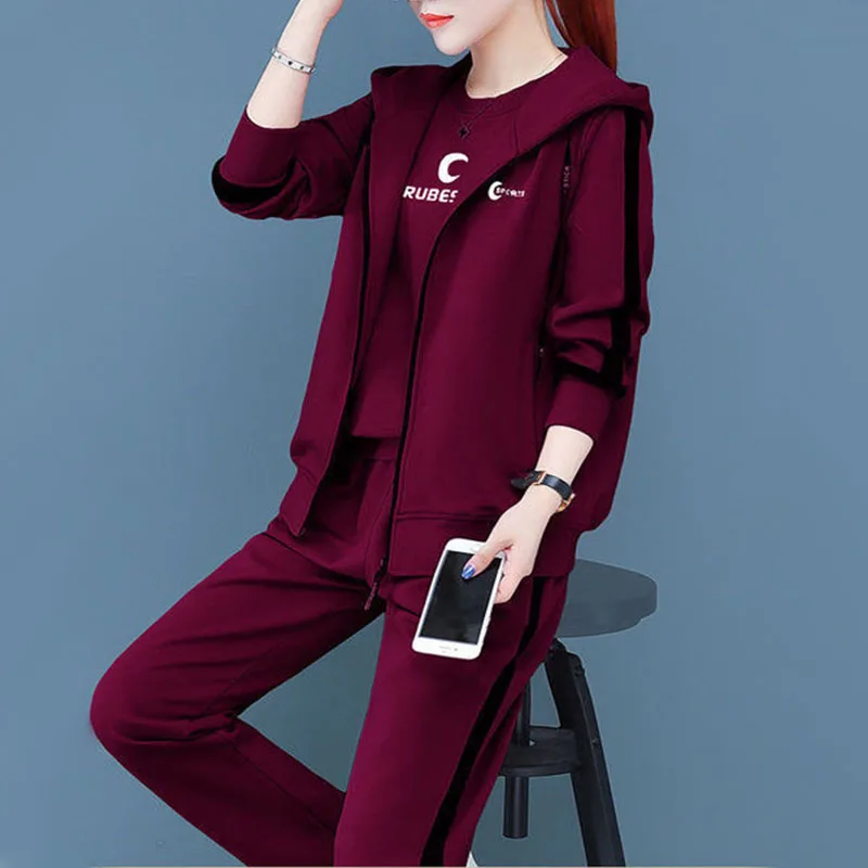 Spring Autumn Women Tracksuit Coats+Sweatshirts+Pants 3Pcs Suit Fashion Outfits Ladies Casual Clothing Sets Loose Sportswear