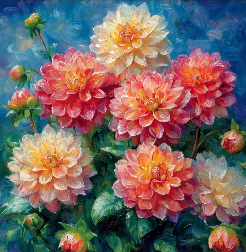 

DIY Printed Kit Cross Stitch 9ct 70x70cm Flowers Embroidery Needlework Sets Home Decor Crafts With Threads Needles