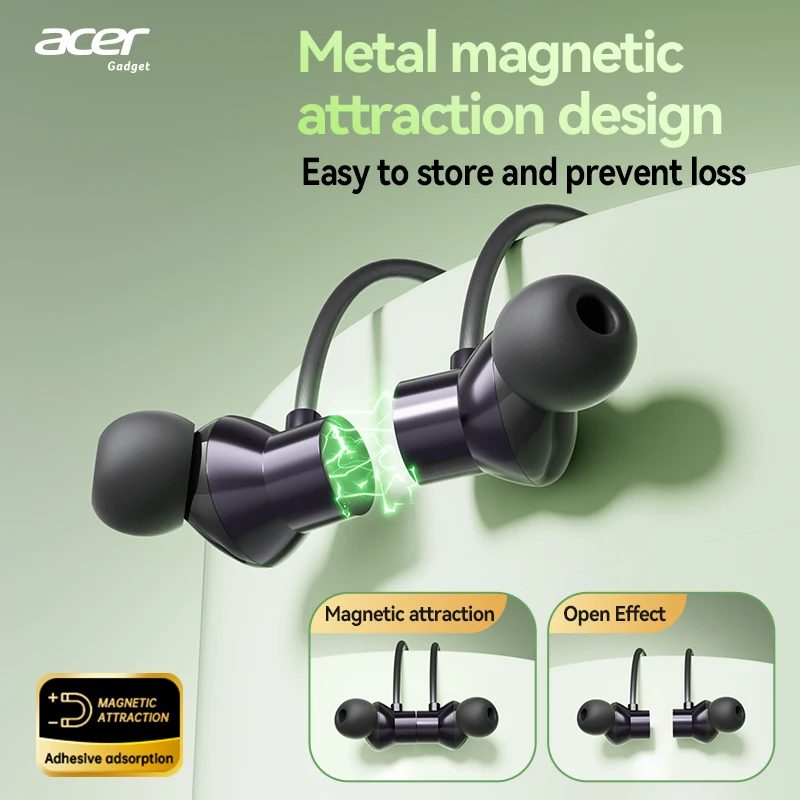 سماعة بلوتوث لاسلكية Acer Ohr561، مثبتة على الرقبة، مخصصة للرياضة والجري وركوب الدراجات، ميكروفون مدمج عالي الوضوح، تقليل ضوضاء المكالمات، جودة صوت Hifi عالية الوضوح، عمر بطارية طويل للغاية #4