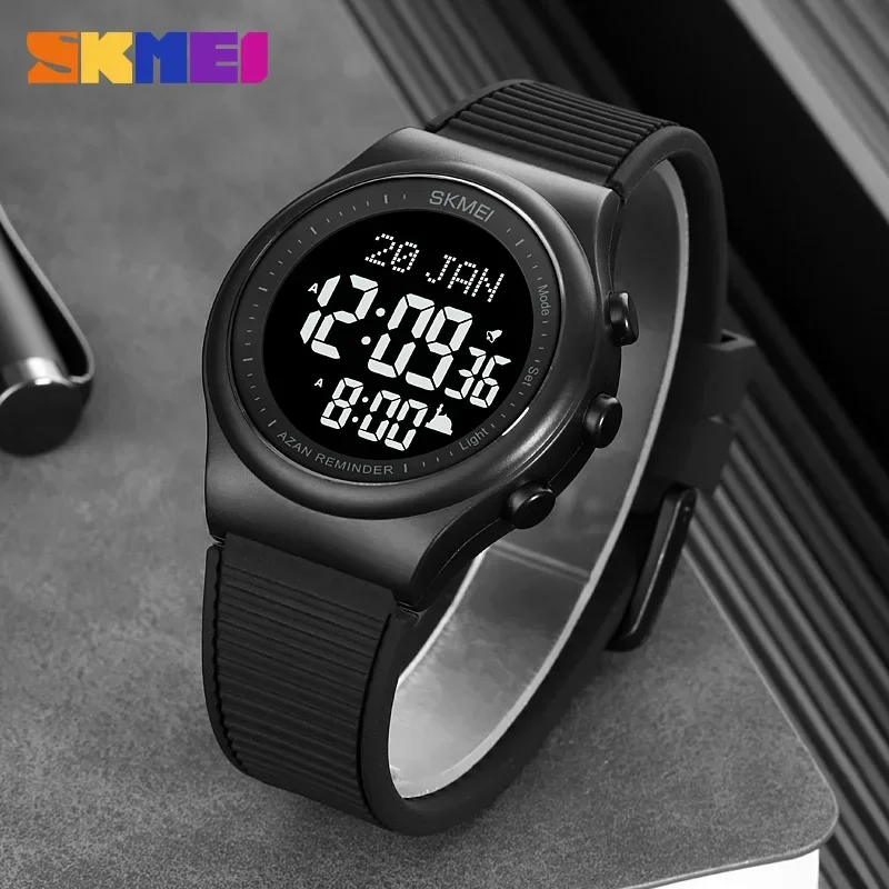 Skmei 1981 Watch for Prayer with Qibla Compass Adhan Alarm Hijri Islamic Wrist reloj hombre Back Light Muslim Azan Men Watches