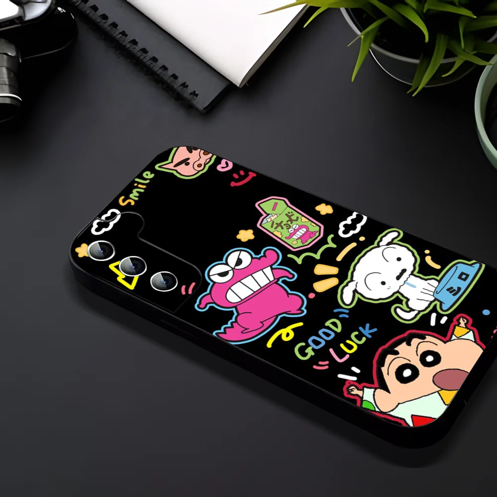 C-Crayon S-Shin-chan Phone Case For Samsung Galaxy A52 A12 A51 S21 Edge S22ULTRA S23 S20LITE Plus Ultra Black Cover