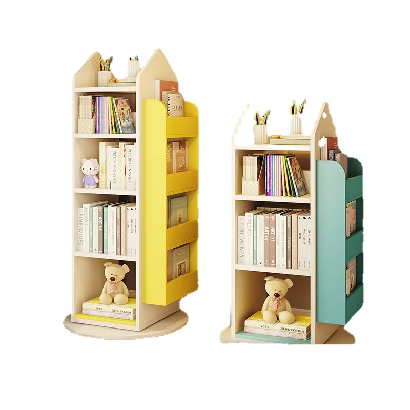 

YY Rotating Bookshelf Children 360 Degrees Home Multi-Layer Floor Bookcase Simple