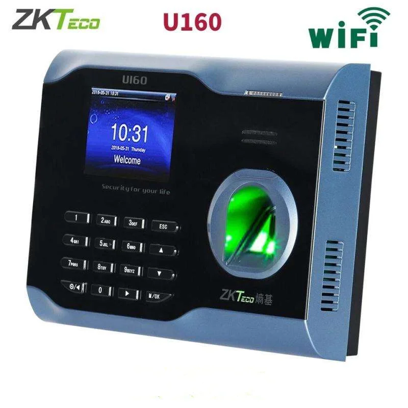 ZK Teco U160 Biometric Fingerprint Scanner Time Attendance System Clock Machine with Wifi TCP/IP Connectivity for Access Control