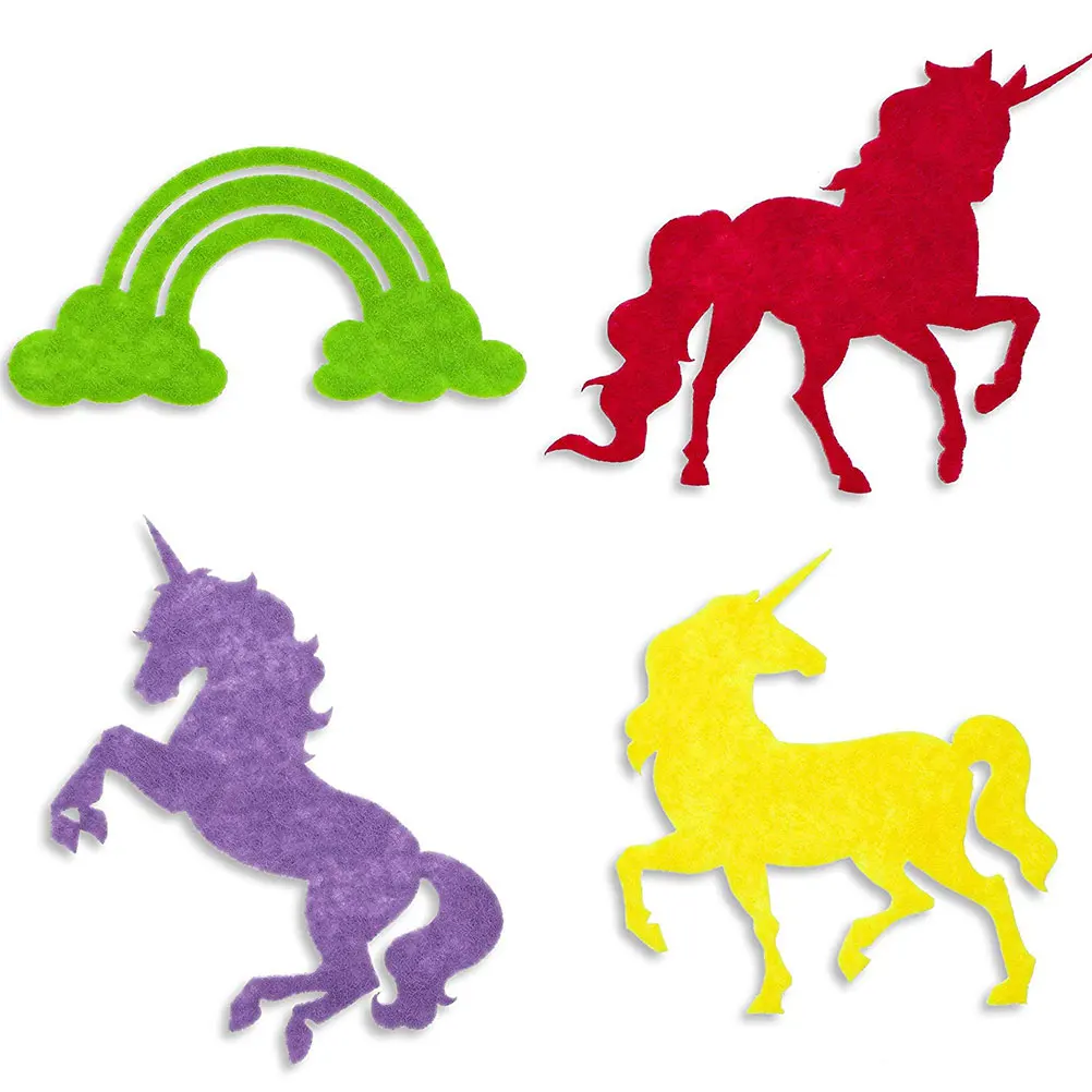 

100 pcs Rainbow Unicorn Felt Cutouts Embellishment Shapes Crafts Decorations Sewing Patches Bulletin Board Scrapbook Supplies