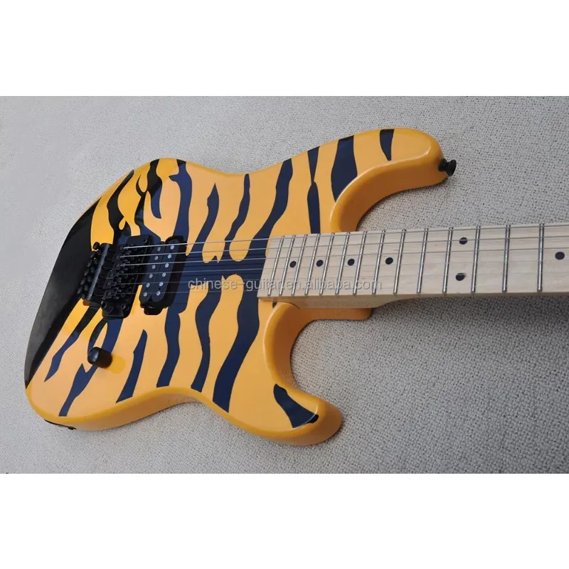 Yellow Electric Guitar 6 Strings Instrument Musical Special Sticker Guitar