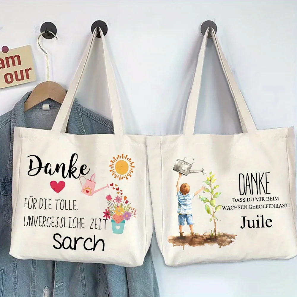 

Personalized Tote Bag Thank You for Helping Me Grow Design with Name High-Quality Handbag German Teacher Appreciation Gift