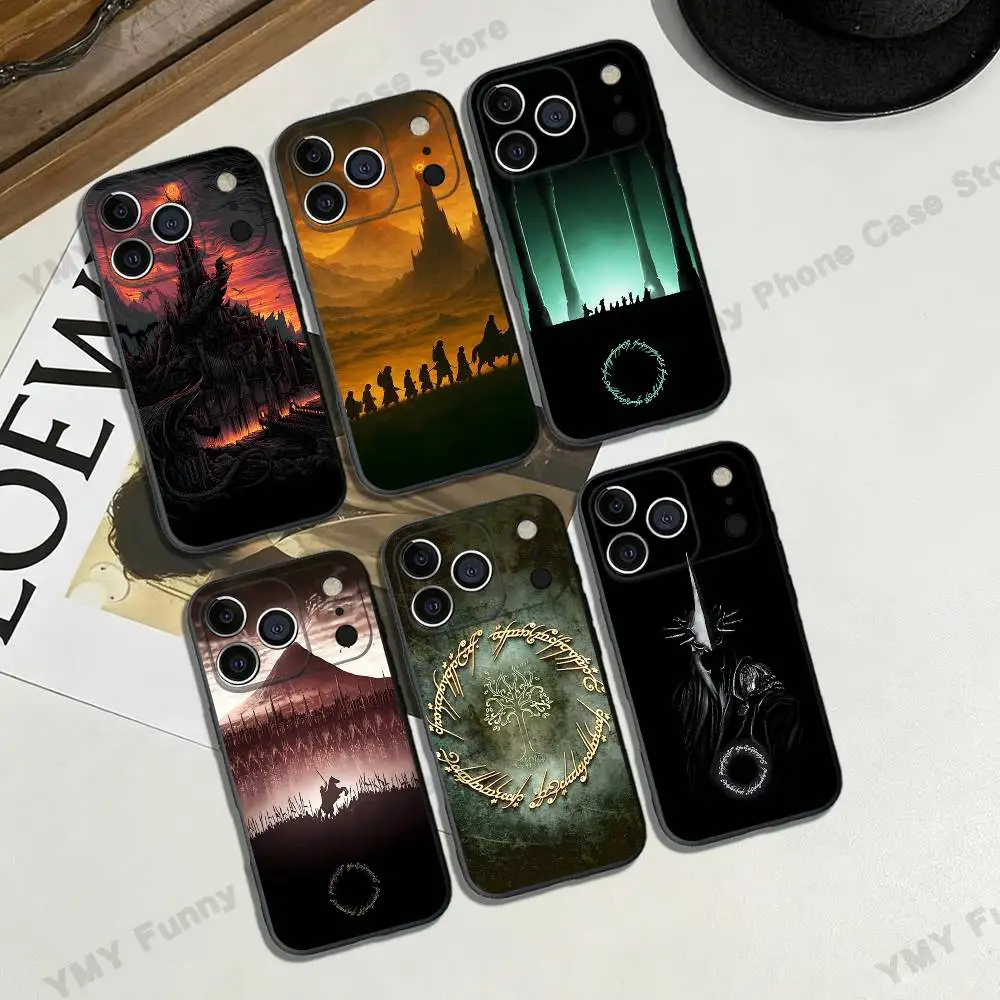 Capa de Celular Anime O Senhor dos Anéis Preta Compatível com iPhone 17, 16, 15, 14, 13, 12, 11 Pro Max Plus XS XR