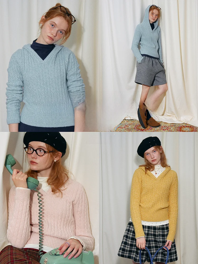 

Женский шерстяной свитер с V-образным вырезом, вязаный, облегающий, с длинными рукавами, теплый, повседневный, модный, бренд Rina Berry