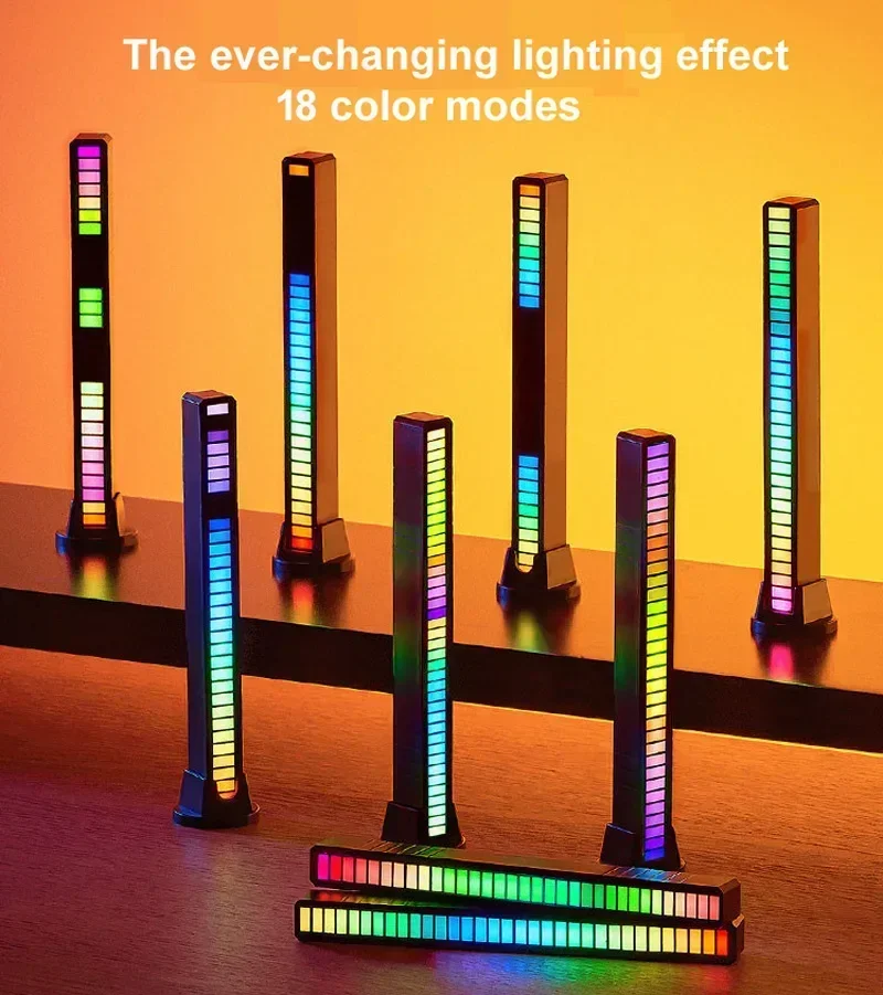 Luces de ritmo de recogida LED RGB de 32 bits, Control de voz, indicador de nivel de música sincrónico, VU metter para coche, nuevo