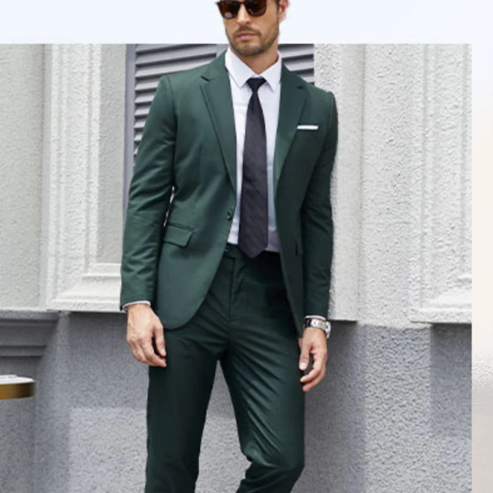 

Мужской повседневный костюм-двойка: приталенный пиджак на одной пуговице, брюки. Идеально для свадьбы, жениха, деловых встреч (пиджак + брюки)