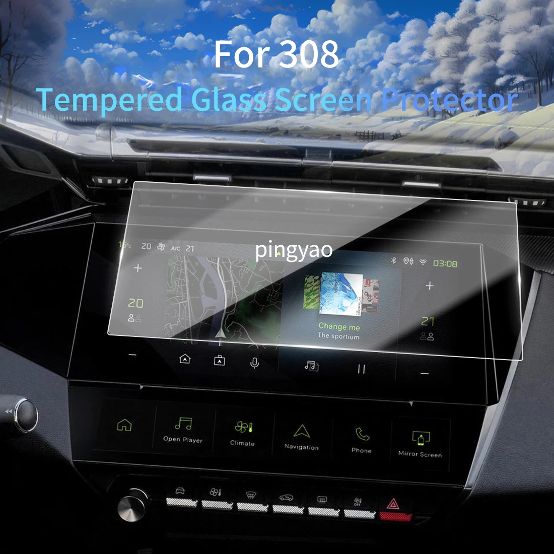 

Car Sticker Screen Protector Navigation Display Tempered Glass Protective Film Car Vehicle For PEUGEOT 26 308