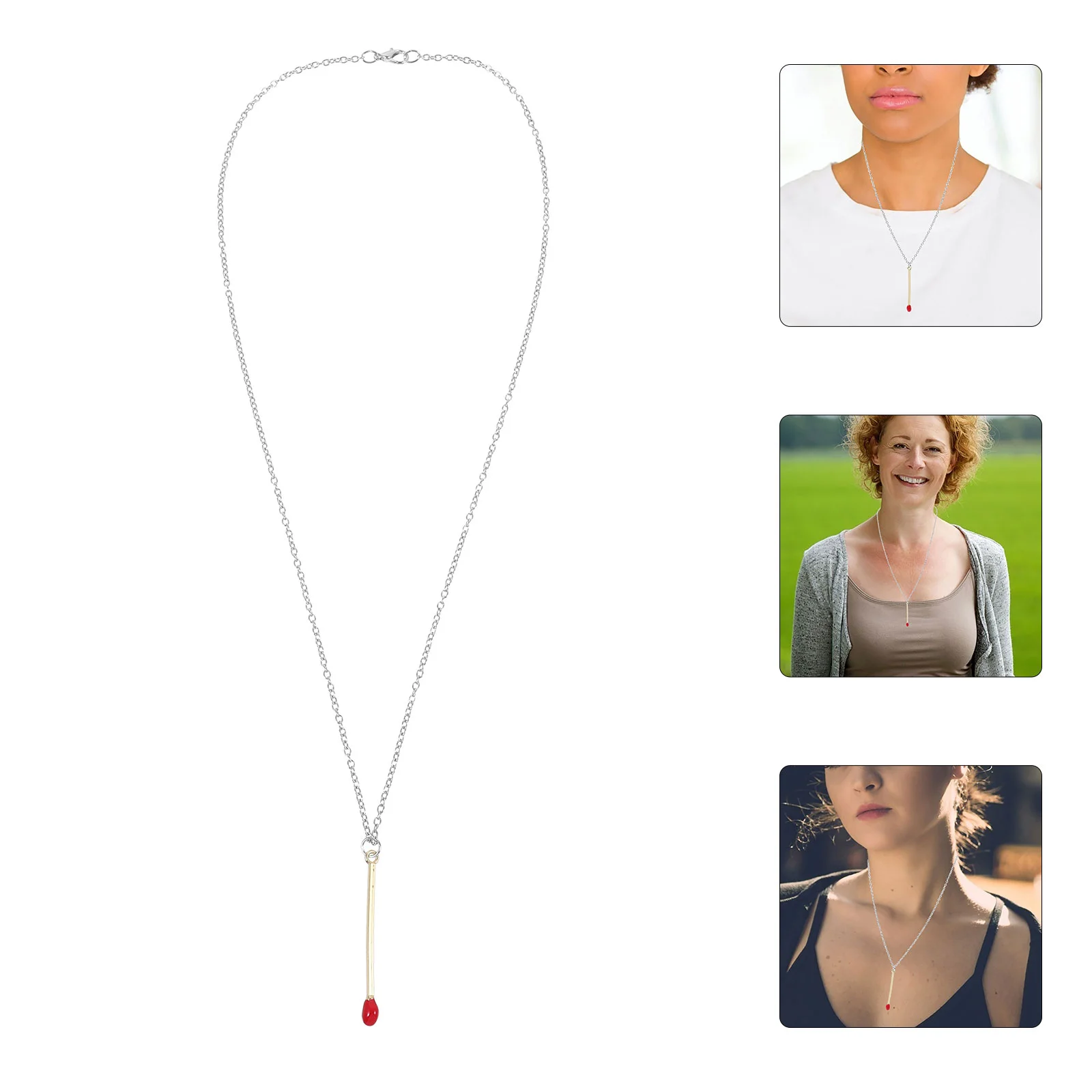 Matchstick Necklace Fashionable Necklace Teen Girls Pendant Necklace Neck Jewelry for Women