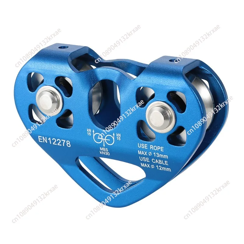 Rock climbing hoisting and transportation mountaineering double pulley steel cable zip pulley ropeway pulley set